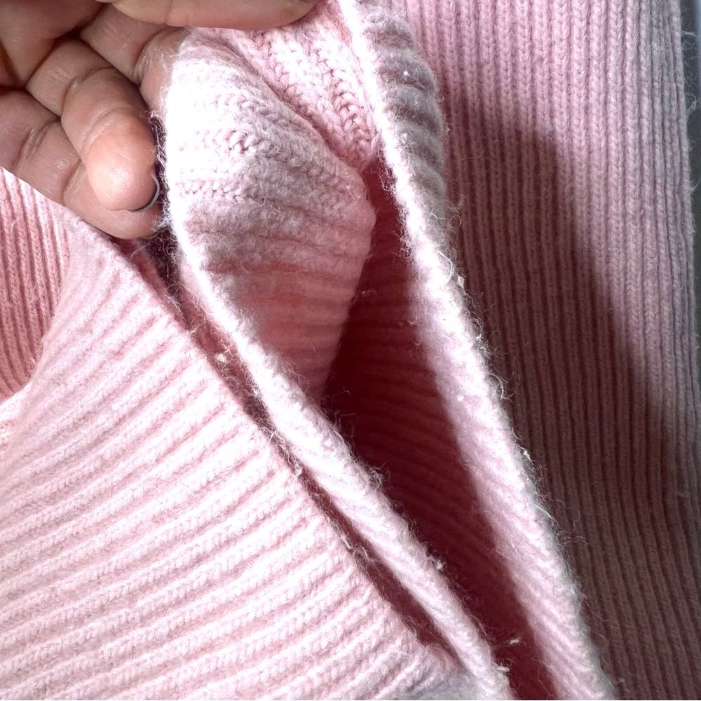Y2K H&M women’s Pink Ribbed Knit Midi Skirt Sz M whimsical goth coquette soft - Picture 2 of 6